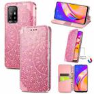 For OPPO A94 5G / Reno5 Z Blooming Mandala Embossed Pattern Magnetic Horizontal Flip Leather Case with Holder & Card Slots & Wallet(Pink) - 1