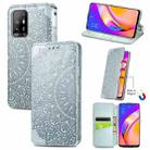 For OPPO A94 5G / Reno5 Z Blooming Mandala Embossed Pattern Magnetic Horizontal Flip Leather Case with Holder & Card Slots & Wallet(Grey) - 1