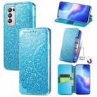 For OPPO Reno5 Pro+ 5G / X3 Neo Blooming Mandala Embossed Pattern Magnetic Horizontal Flip Leather Case with Holder & Card Slots & Wallet(Blue) - 1