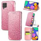 For Samsung Galaxy F62 Blooming Mandala Embossed Pattern Magnetic Horizontal Flip Leather Case with Holder & Card Slots & Wallet(Pink) - 1