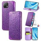 For Xiaomi Mi 11 Lite Blooming Mandala Embossed Pattern Magnetic Horizontal Flip Leather Case with Holder & Card Slots & Wallet(Purple) - 1