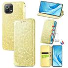 For Xiaomi Mi 11 Lite Blooming Mandala Embossed Pattern Magnetic Horizontal Flip Leather Case with Holder & Card Slots & Wallet(Yellow) - 1
