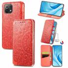For Xiaomi Mi 11 Lite Blooming Mandala Embossed Pattern Magnetic Horizontal Flip Leather Case with Holder & Card Slots & Wallet(Red) - 1