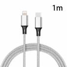 PD 18W USB-C / Type-C to 8 Pin Nylon Braided Data Cable is Suitable for iPhone Series / iPad Series, Length: 1 m(Silver) - 1