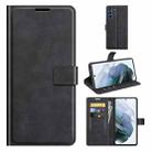 For Samsung Galaxy S21 FE Retro Calf Pattern Buckle Horizontal Flip Leather Case with Holder & Card Slots & Wallet(Black) - 1