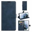 For Samsung Galaxy S21 FE Retro Calf Pattern Buckle Horizontal Flip Leather Case with Holder & Card Slots & Wallet(Blue) - 1