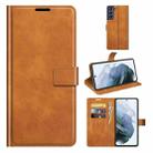 For Samsung Galaxy S21 FE Retro Calf Pattern Buckle Horizontal Flip Leather Case with Holder & Card Slots & Wallet(Yellow) - 1