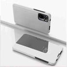 For Xiaomi Redmi Note 10 5G Plated Mirror Horizontal Flip Leather Case with Holder(Silver) - 1