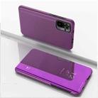 For Xiaomi Redmi Note 10 5G Plated Mirror Horizontal Flip Leather Case with Holder(Purple) - 1