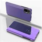 For Xiaomi Redmi Note 10 5G Plated Mirror Horizontal Flip Leather Case with Holder(Purple Blue) - 1