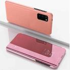 For OPPO A74 4G/F19 Plated Mirror Horizontal Flip Leather Case with Holder(Rose Gold) - 1