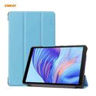 ENKAY PU Leather + Plastic Case with Three-folding Holder for Huawei MatePad T8 / Honor Tablet X7(Light Blue) - 1