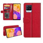 For OPPO Realme 8 / 8 Pro 4G R64 Texture Single Horizontal Flip Protective Case with Holder & Card Slots & Wallet& Photo Frame(Red) - 1