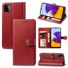 For Samsung Galaxy A22 5G Solid Color Leather Buckle Phone Case with Lanyard & Photo Frame & Card Slot & Wallet & Stand Function(Red) - 1