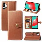 For Samsung Galaxy A32 4G Solid Color Leather Buckle Phone Case with Lanyard & Photo Frame & Card Slot & Wallet & Stand Function(Brown) - 1