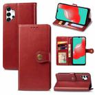 For Samsung Galaxy A32 4G Solid Color Leather Buckle Phone Case with Lanyard & Photo Frame & Card Slot & Wallet & Stand Function(Red) - 1
