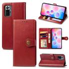 For Xiaomi Redmi Note 10 Pro Solid Color Leather Buckle Phone Case with Lanyard & Photo Frame & Card Slot & Wallet & Stand Function(Red) - 1