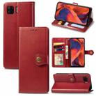 For OPPO F17 Solid Color Leather Buckle Phone Case with Lanyard & Photo Frame & Card Slot & Wallet & Stand Function(Red) - 1