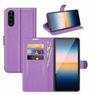 For Sony Xperia 10 III Litchi Texture Horizontal Flip Protective Case with Holder & Card Slots & Wallet(Purple) - 1