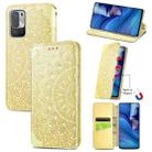 For Xiaomi Redmi Note 10 5G Blooming Mandala Embossed Pattern Magnetic Horizontal Flip Leather Case with Holder & Card Slots & Wallet(Yellow) - 1