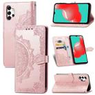 For Galaxy A32 4G Mandala Flower Embossed Horizontal Flip Leather Case with Bracket / Card Slot / Wallet / Lanyard(Rose Gold) - 1