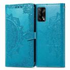 For OPPO F19 Mandala Flower Embossed Horizontal Flip Leather Case with Bracket / Card Slot / Wallet / Lanyard(Blue) - 1