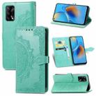 For OPPO F19 Mandala Flower Embossed Horizontal Flip Leather Case with Bracket / Card Slot / Wallet / Lanyard(Green) - 1