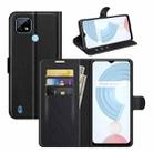 For OPPO Realme C21 Litchi Texture Horizontal Flip Protective Case with Holder & Card Slots & Wallet(Black) - 1