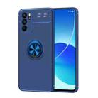 For OPPO Reno6 5G Metal Ring Holder 360 Degree Rotating TPU Case(Blue+Blue) - 1