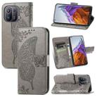 For Xiaomi Mi 11 Pro Butterfly Love Flowers Embossed Horizontal Flip Leather Case with Holder & Card Slots & Wallet & Lanyard(Grey) - 1