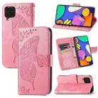 For Samsung Galaxy F62 Butterfly Love Flowers Embossed Horizontal Flip Leather Case with Holder & Card Slots & Wallet & Lanyard(Pink) - 1