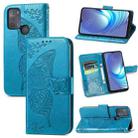 For Motorola Moto G50 Butterfly Love Flowers Embossed Horizontal Flip Leather Case with Holder & Card Slots & Wallet & Lanyard(Blue) - 1