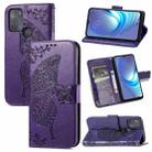 For Motorola Moto G50 Butterfly Love Flowers Embossed Horizontal Flip Leather Case with Holder & Card Slots & Wallet & Lanyard(Dark Purple) - 1