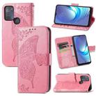 For Motorola Moto G50 Butterfly Love Flowers Embossed Horizontal Flip Leather Case with Holder & Card Slots & Wallet & Lanyard(Pink) - 1