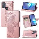 For Motorola Moto G50 Butterfly Love Flowers Embossed Horizontal Flip Leather Case with Holder & Card Slots & Wallet & Lanyard(Rose Gold) - 1