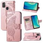 For ZTE Blade A7S 2020 Butterfly Love Flowers Embossed Horizontal Flip Leather Case with Holder & Card Slots & Wallet & Lanyard(Rose Gold) - 1