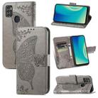 For ZTE Blade A7S 2020 Butterfly Love Flowers Embossed Horizontal Flip Leather Case with Holder & Card Slots & Wallet & Lanyard(Grey) - 1