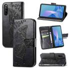 For Sony Xperia 10 III Butterfly Love Flowers Embossed Horizontal Flip Leather Case with Holder & Card Slots & Wallet & Lanyard(Black) - 1