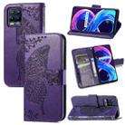 For OPPO Realme 8 / 8 Pro Butterfly Love Flowers Embossed Horizontal Flip Leather Case with Holder & Card Slots & Wallet & Lanyard(Dark Purple) - 1