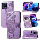 For OPPO Realme 8 / 8 Pro Butterfly Love Flowers Embossed Horizontal Flip Leather Case with Holder & Card Slots & Wallet & Lanyard(Light Purple) - 1