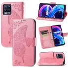 For OPPO Realme 8 / 8 Pro Butterfly Love Flowers Embossed Horizontal Flip Leather Case with Holder & Card Slots & Wallet & Lanyard(Pink) - 1