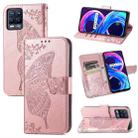 For Realme V13 5G/ 8 5G / Q3i 5G / Q3 5G Butterfly Love Flowers Embossed Horizontal Flip Leather Case with Holder & Card Slots & Wallet & Lanyard(Rose Gold) - 1