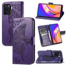 For OPPO A94 4G / F19 Pro / Reno5 Lite Butterfly Love Flowers Embossed Horizontal Flip Leather Case with Holder & Card Slots & Wallet & Lanyard(Dark Purple) - 1