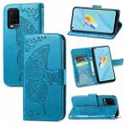 For OPPO A54 4G Butterfly Love Flowers Embossed Horizontal Flip Leather Case with Holder & Card Slots & Wallet & Lanyard(Blue) - 1