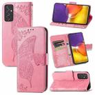For Samsung Galaxy A82 5G Butterfly Love Flower Embossed Horizontal Flip Leather Case with Bracket / Card Slot / Wallet / Lanyard(Pink) - 1
