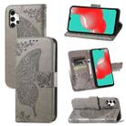 For Samsung Galaxy A32 4G Butterfly Love Flower Embossed Horizontal Flip Leather Case with Bracket / Card Slot / Wallet / Lanyard(Grey) - 1