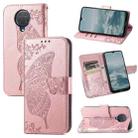 For Nokia 6.3 Butterfly Love Flower Embossed Horizontal Flip Leather Case with Bracket / Card Slot / Wallet / Lanyard(Rose Gold) - 1