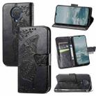 For Nokia 6.3 Butterfly Love Flower Embossed Horizontal Flip Leather Case with Bracket / Card Slot / Wallet / Lanyard(Black) - 1