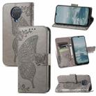 For Nokia 6.3 Butterfly Love Flower Embossed Horizontal Flip Leather Case with Bracket / Card Slot / Wallet / Lanyard(Grey) - 1
