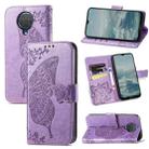 For Nokia 6.3 Butterfly Love Flower Embossed Horizontal Flip Leather Case with Bracket / Card Slot / Wallet / Lanyard(Light Purple) - 1